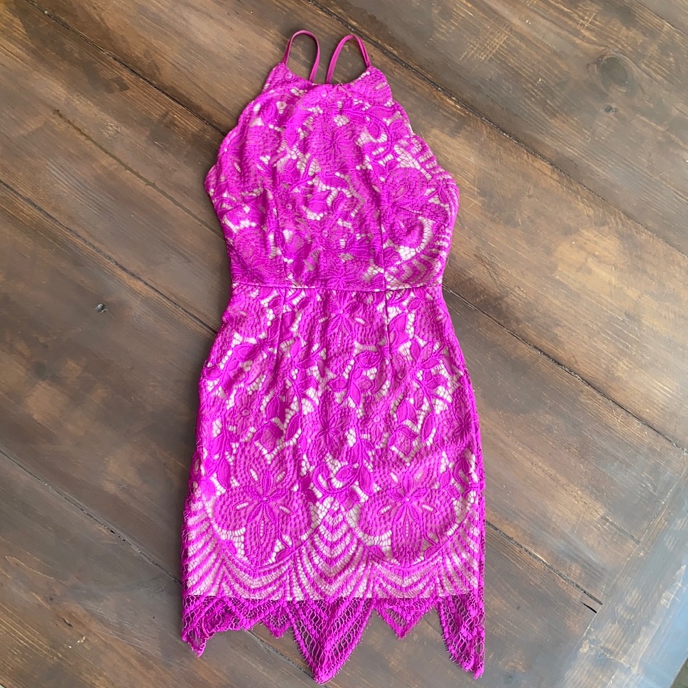Bright Fuchsia Dress!! Open back, great condition!